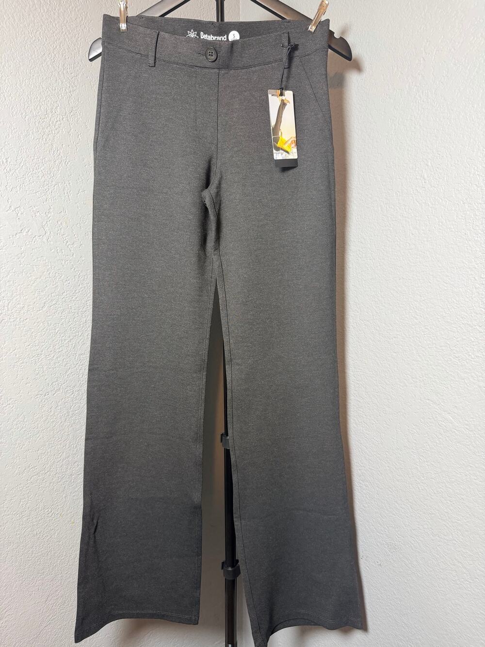Betabrand Dress Pant Yoga Pants Gray Bootcut Stretch Women’s Size Small Long NWT